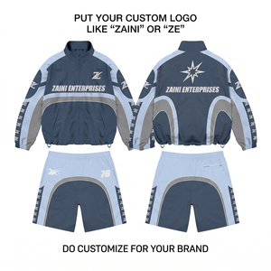 ZAINI Men's Hooded Windbreaker Short <b>Set</b> 300g Polyester/Nylon Winter Casual Quick Dry Solid Pattern Front Embroidery Logo Silk - Product Image 1
