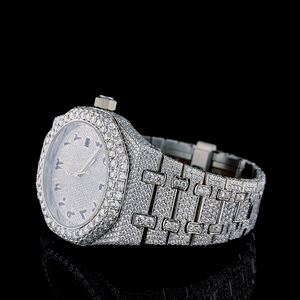 Premium Coin Moissanite Diamond Quartz Vintage Analog Sport Business Fashion <b>Watch</b> <b>Arabic</b> Black Numerals Glass Stainless Steel - Product Image 3