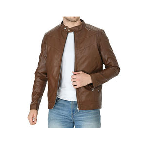 Blouson en cuir pour moto, homme, hiver, col montant, imperméable, réversible, design personnalisé, logo sur le devant, respirant, écologique - Product Image 1