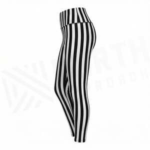 Leggings longs à taille haute rayés, imprimé numérique, en Spandex et Polyester, extensibles dans les quatre sens, taille élastique, pour femme, tenue de yoga - Product Image 4