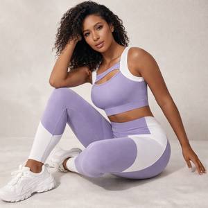 Conjunto Deportivo de Moda para Mujer, Pantalones Acampanados y Top Corto, Cintura Alta, para Gimnasio, Yoga, Running, Fitness, Venta al Por Mayor - Product Image 1