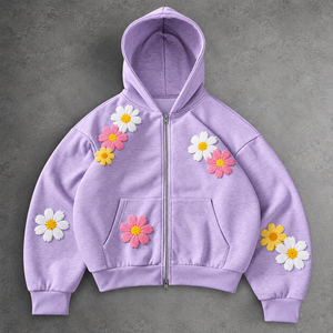 Sudaderas de invierno con estampado floral de mariposas, collage de rosas, con capucha, de forro polar oversize, detalles decorativos, surtido exclusivo de boutique. - Product Image 2