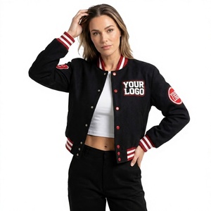 Custom Logo Embroidered Varsity <b>Jacket</b> Red Wool Polyester Unisex Preppy Style Patch Design Front and Sleeve - Product Image 2