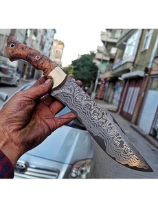 A&M ENTERPRISES Handmade Damascus Steel Bowie Knife Wood Handle Industrial Grade Utility Survival Professional Hunting Knives - Product Image 1