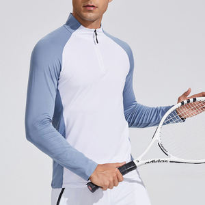 Camiseta deportiva de manga larga para hombre con logotipo personalizado, de secado rápido, con cremallera de 1/4, para fitness, golf y otros deportes. - Product Image 2