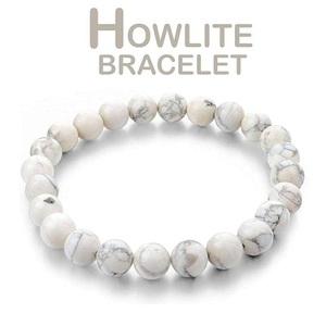 Pulsera de cristal Howlite con cuentas redondas de 8 mm, piedra de cristal, joyería de moda para hombres y mujeres, regalo energético - Product Image 1