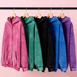 Sudadera con Capucha y Cierre para Hombre, Color Sólido, Corte Holgado, Estilo Casual para Otoño, Manga Larga, Tejido de Felpa Francesa, 100% Algodón, 2027 - Product Image 4