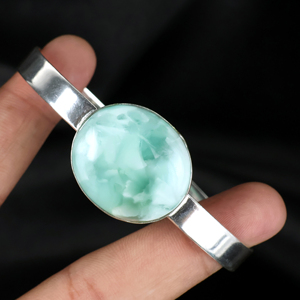 Top Quality Elegant Oval Larimar Statement <b>Bracelet</b> Minimalist <b>Silver</b> Plated <b>Cuff</b> Jewelry for Gift & Wholesale Manufacarers - Product Image 6