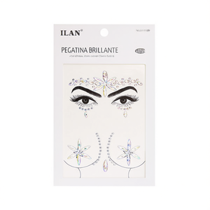 Adesivi viso glitterati ILAN, design brillante rimovibile per decorazioni facciali 32647 - Product Image 2