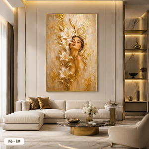 HALO Nouveau Design Femme Fleur Peinture Acrylique Modèle F6-E9 Art Mural Abstrait de Luxe Fait Main Décoration Maison Moderne Vente en Gros Usine - Product Image 2