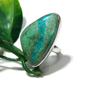 Natural Chrysocolla Gemstone <b>Ring</b> in 925 Sterling Silver <b>Ring</b> Adjustable Blue Green Statement <b>Ring</b> for Women - Product Image 3