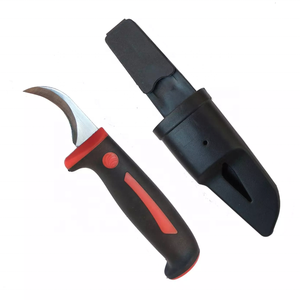 Couteau d'électricien en acier inoxydable à lame en crochet de 6,8 pouces avec poignée en PP/TPR et étui - Product Image 1