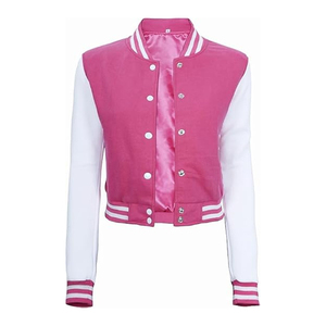 Premium Women Letterman <b>Jacket</b> Leather Sleeve Varsity <b>Jacket</b> Cropped Streetwear Manufacturer USA - Product Image 1