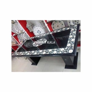 Indian Best Designer Handmade Rectangular Shape Black Marble Inlay <b>Table</b> <b>Top</b> for Finishing and Polished Use for Home <b>Decoration</b> - Product Image 6