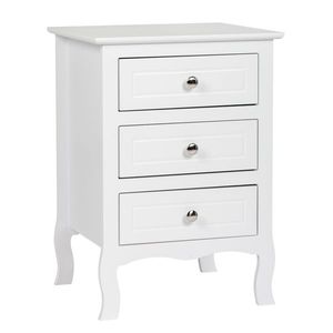 Comodino Grande in Stile Country con Tre Cassetti 45*38*63cm, Comodino Bianco con Spazio di Archiviazione Extra - Product Image 5