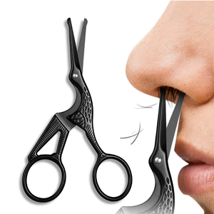 Tijeras Profesionales para Pelos de Nariz, de Acero Inoxidable, Reutilizables, con Punta Redondeada de Precisión, Seguras, en Color Negro y Plateado, para Eliminar Pelos - Product Image 2