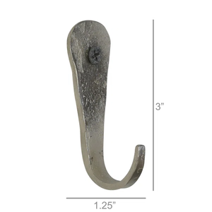 Industrial Textured Silver Wall <b>Hook</b> Rustic Style Single Hanger Minimalist Metal <b>J</b>-<b>Hook</b> for Modern Loft Farmhouse and Entryway - Product Image 2
