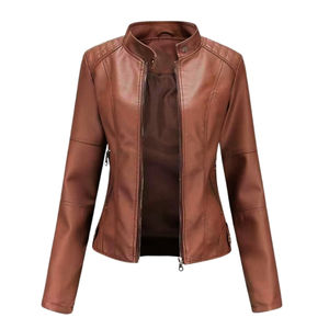 Chaquetas de moto para mujer con logotipo personalizado OEM, chaqueta de cuero genuino para mujer, chaqueta de cuero de alta gama y duradera para mujer - Product Image 4
