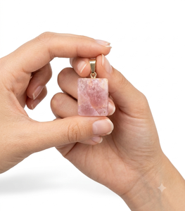 Colgante Rectangular de Cuarzo Rosa, Piedra Pulida para la Fabricación de Joyería y Collares - Product Image 3
