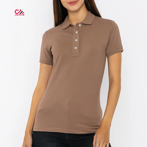 เสื้อโปโลแขนสั้นผู้หญิง สีพื้น ผ้าถัก สไตล์ลำลอง แต่งขอบและคอเสื้อลายตาราง - Product Image 6