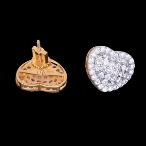 1.50 Carat Natural Stone Heart-Cut Channel Set <b>Stud</b> Earrings Freshwater Pearl 18K Yellow Gold Plated Luxury Jewelry (IGI - Product Image 4