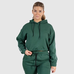 Sudadera con Capucha para Mujer, Corta, Holgada, de Manga Larga, Tejida, 100% Algodón, Color Sólido, Ropa Casual de Invierno con Bordado 3D - Product Image 1