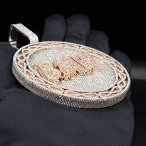 Pendentif Lettre Personnalisé Hip Hop Plaqué Or Sertie de Diamants Moissanite de Laboratoire, Pendentif Lettre Prénom Personnalisé, Pendentif Cercle Deux Lettres Personnalisé - Product Image 2