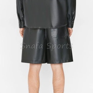 Pantalones Cortos de Cuero para Hombre, Modernos y de Calidad, Estilo Casual, Cierre de Cremallera, Suaves, Hasta la Rodilla, con Bolsillos de Parche - Product Image 2