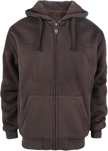 Sudadera con Capucha y Cremallera para Hombre, Estilo Industrial Neón Brillante, Color Sólido, Corte Holgado Informal, Rojo Otoñal, 100% Algodón Transpirable - Product Image 2