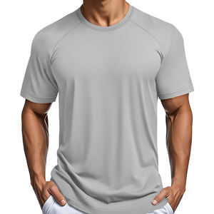 Camiseta de Manga Corta para Hombre, Cuello Redondo, Ajuste Slim, Secado Rápido, Color Gris, Largo Regular, Tejido de Poliéster, Estilo Casual - Product Image 1