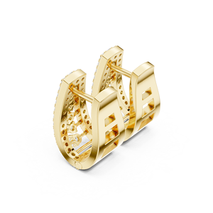 Pendientes de Aro con Diamantes Cultivados en Laboratorio de Corte Redondo, Oro de 14K y 18K, Diseño Calado con Pavé de Diamantes, 0.53Ct DEF VVS, Pendientes de Aniversario, OEM ODM - Product Image 4
