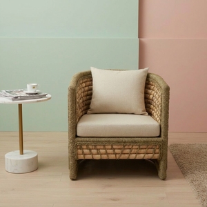 Handmade Rattan Woven <b>Dining</b> Chair Luxury <b>Armchair</b> Cushion Removable Cover Eco-Friendly Modern Nordic Leisure <b>Dining</b> Chairs for - Product Image 4