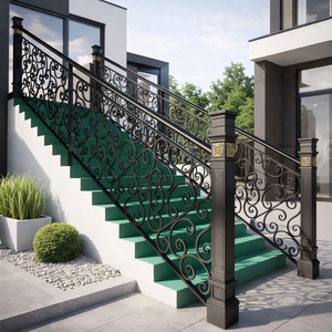 Rampe d'escalier moderne en fer forgé, design décoratif personnalisé, main courante noire d'intérieur, balustres ornementaux de luxe pour villa, résistant à la rouille - Product Image 1