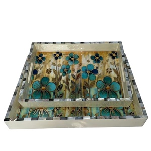 Juego de bandeja con incrustaciones de hueso y fregona hecha a mano Brilliance a medida, bandeja de lujo personalizada para comedor, decoración del hogar y exhibición de cocina - Product Image 1