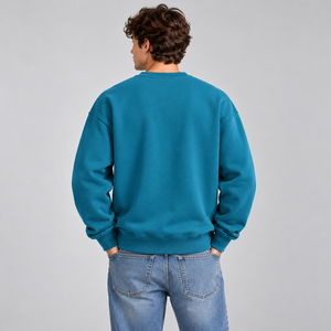 Sudadera tipo jersey para hombre, venta al por mayor directa de fábrica, a rayas, OEM ODM, estilo holgado, jacquard, con dobladillo dividido, vintage, para gimnasio - Product Image 4
