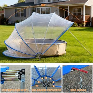 16 Foot Retractable Outdoor Swimming <b>Pool</b> Cover with PVC Film Fiberglass Rod <b>Pool</b> Fence Essential <b>Pool</b> <b>Accessories</b> - Product Image 3