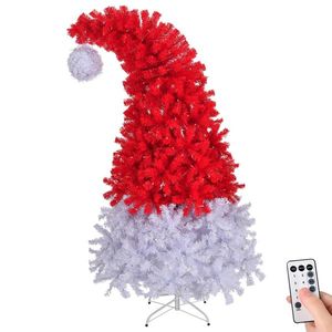 6 FT Santa Hat Style Pre-Lit Christmas Tree with 300 Lights 1050 Branch Tips Hinged Artificial Pine Tree with Remote Control - Product Image 2