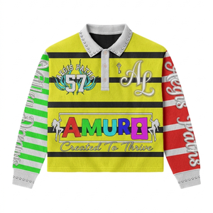 เสื้อรักบี้พรีเมียม 280 GSM ผ้าฝ้ายผสมโพลีเอสเตอร์ สีแดงเลือดหมู แต่งแถบสีดำ  แบบซับลิเมชั่น  โลโก้สั่งทำได้ เสื้อโปโลรักบี้ชาย - Product Image 4