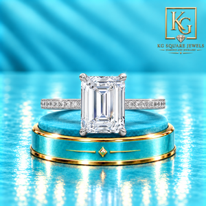 Anillo de Compromiso con Diamante Cultivado en Laboratorio, Corte Esmeralda Refinado, Claridad VVS, Halo Oculto, para Mujer, Certificado IGI, Joyería Fina - Product Image 1
