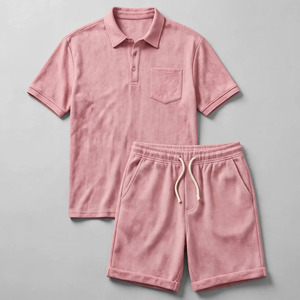 2026 Wholesale Summer Men's Casual Shorts <b>Set</b> Plain Color Solid 100% Cotton Jersey Quick Dry Knitted Customized Logo <b>Twin</b> <b>Set</b> - Product Image 5