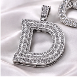 Trendy Hip Hop Custom Iced <b>Initial</b> Alphabet Letter <b>Pendant</b> 925 <b>Silver</b> Gold Plated Lab Grown Diamond Necklace Fine Jewelry Gift - Product Image 3