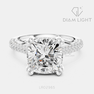 Bague en or blanc 14 carats avec diamant de laboratoire taille coussin 3,68 carats, certifié IGI, couleur F+, clarté VS+, bijoux de fiançailles pour femme, idéal pour offrir - Product Image 1