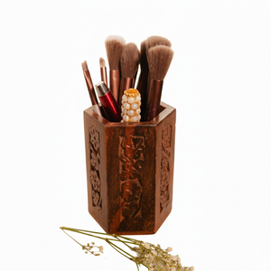 Porte-stylo classique en bois massif avec emplacements pour cartes de visite, 100% bois naturel, design personnalisé, porte-stylo de luxe - Product Image 6