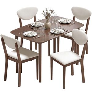 Set da Pranzo Moderno Bianco Crema 5 Pezzi con Tavolo e Sedie per Cucina e Soggiorno - Product Image 5