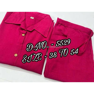 Beautiful Heavy Cotton Slub / Cotton Flex (खादी) Best Quality Fabric Cordset ( Short Length Shirt - 29”) With <b>Wooden</b> <b>Buttons</b> & L - Product Image 2