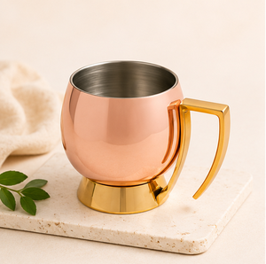 Premium Pure Copper Moscow Mule <b>Mug</b> Cocktail Beer Cup with <b>Gold</b> Handle Designer Barware for Home & Hotel Affordable Price - Product Image 5