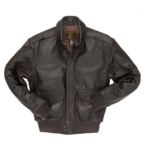 Op maat gemaakte zwarte leren bomberjack heren pilotenjack met utility pockets premium leren pilotenjack private label - Product Image 1