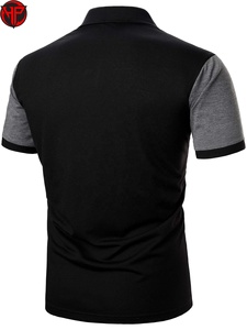 Chemise décontractée à manches courtes pour homme Hexaplus Industries, en coton 100 % anti-plis, avec blocs de couleur, tricotée, design uni, noir et gris - Product Image 5