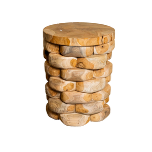 ARTERRA Luxury Teak Pebble <b>Stacking</b> <b>Stool</b> Rustic Handcrafted Masterpiece Natural Texture Sturdy Craftsmanship Hotel Apartment - Product Image 1