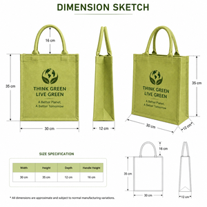 ถุงช้อปปิ้งแบบใช้ซ้ำได้ขนาดกลาง ผลิตจากผ้าไม่ถักทอ ลาย Think Green Live Green พร้อมหูหิ้ว เหมาะสำหรับเป็นของขวัญ เป็นมิตรกับสิ่งแวดล้อม ใช้ได้ทั้งไปทะเลและงานแต่งงาน - Product Image 2